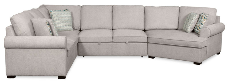 Scott Living Haven 3-Piece Right-Facing Chenille Fabric Cuddler Sleeper Sectional - Grey