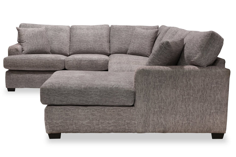 Made in Canada Luxe 3-Piece Right-Facing Fabric Sectional with Removable Cushions - Zaftig Dove Grey