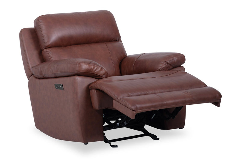 Sorrento 42\" Genuine Leather Power Reclining Chair with USB Port - Madrid Brick Brown