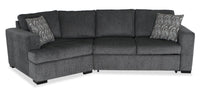 Made in Canada Legend 2-Piece Left-Facing Chenille Fabric Cuddler Sleeper Sectional - Pepper Grey 