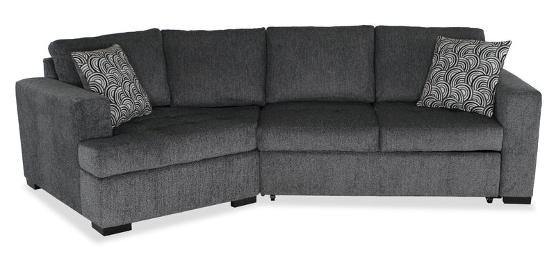 Made in Canada Legend 2-Piece Left-Facing Chenille Fabric Cuddler Sleeper Sectional - Pepper Grey