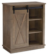 Bristow 31” Accent Cabinet with Shelves and Sliding Barn Door - Walnut Oak