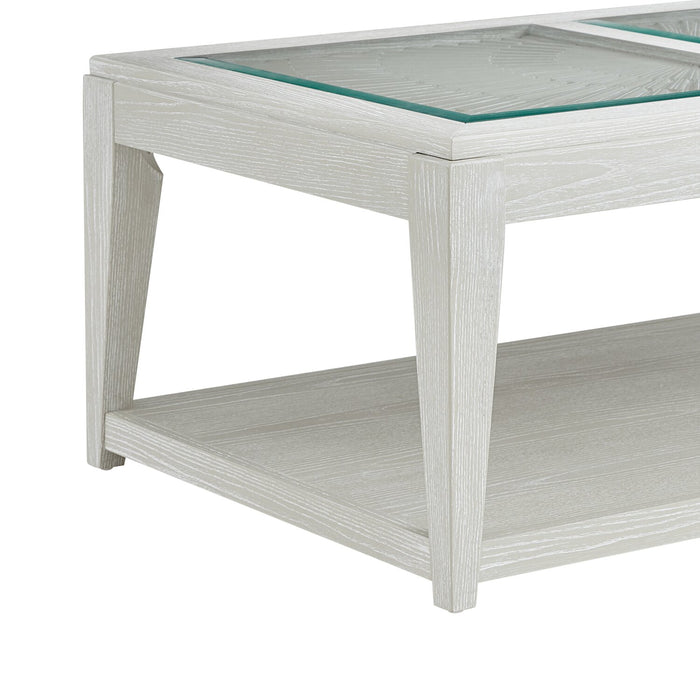Vida 48” Solid Wood Coffee Table with Shelf and Casters - Sand