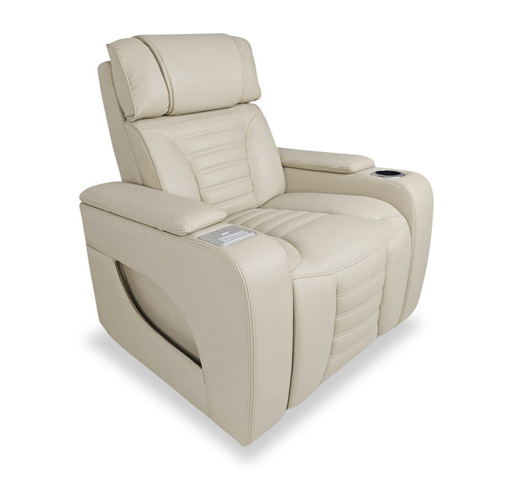 Zen 40\" Leather-Look Fabric Power Reclining Massage Chair with Power Headrest and Heated Seat - Apricot