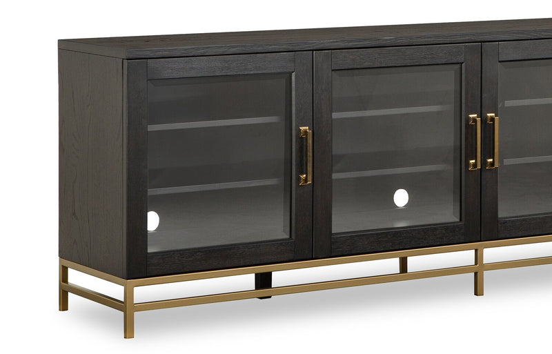 Cresset 84” Modern Solid Wood TV Stand with Storage and Cable Management for TVs up to 90\" - Coffee Bean