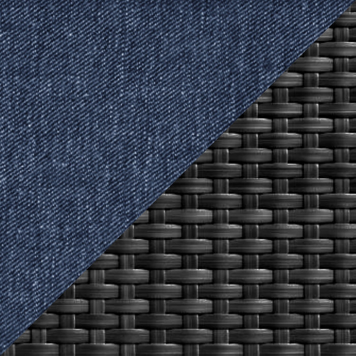 Kort & Co. Coco Outdoor Patio Egg Chair - Hand-Woven Resin Wicker, UV & Weather Resistant - Dark Grey/Blue