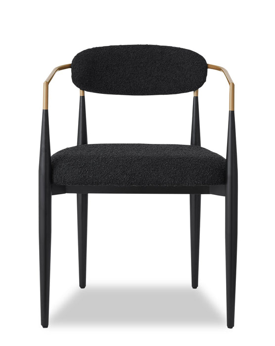 Kort & Co. Capri Dining Armchair with Boucle Fabric & Gold Accent, Metal - Black