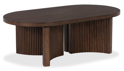 Barlow 52” Solid Wood Mid-Century Modern Coffee Table - Brown | Table à café Barlow de 52 po de style moderne du milieu du 20e siècle en bois massif - brune