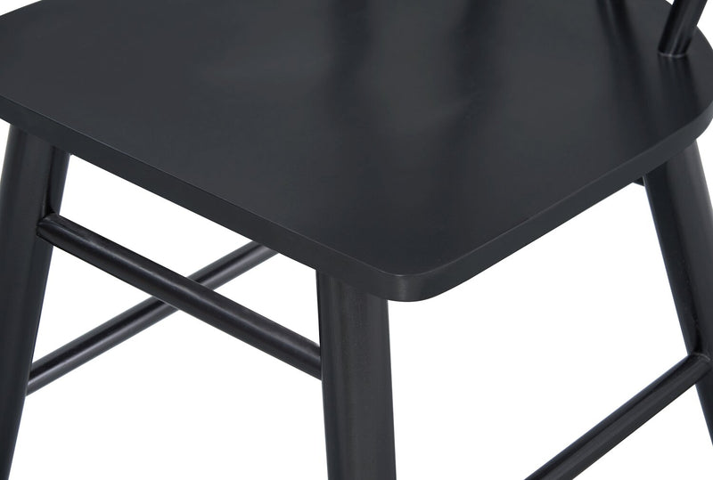 Remi Dining Chair with Curved Slat-Back - Black