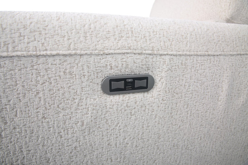 Sable Modular 6-Piece Chenille Fabric Power Reclining Sectional with Power Headrests and USB Port - Alabaster White