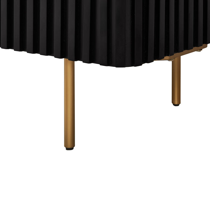 Kort & Co. Capri Dining Server with Storage, Marble-Look Top & Gold Accent, 66\"W - Black/White