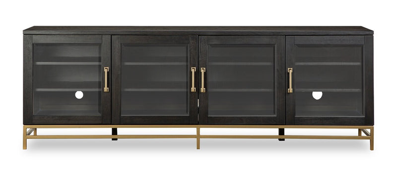 Cresset 84” Modern Solid Wood TV Stand with Storage and Cable Management for TVs up to 90\" - Coffee Bean