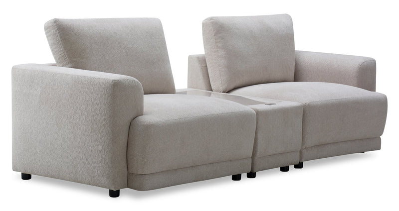 Voyage Modular 3-Piece U-Shaped Fabric Sectional with Console and Removable Back Cushions – Taupe