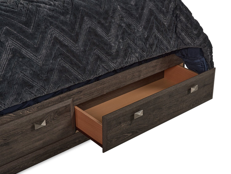 Yorkdale 6-Drawer Platform Bed with Headboard & Storage Frame, Made in Canada, Grey - Full Size