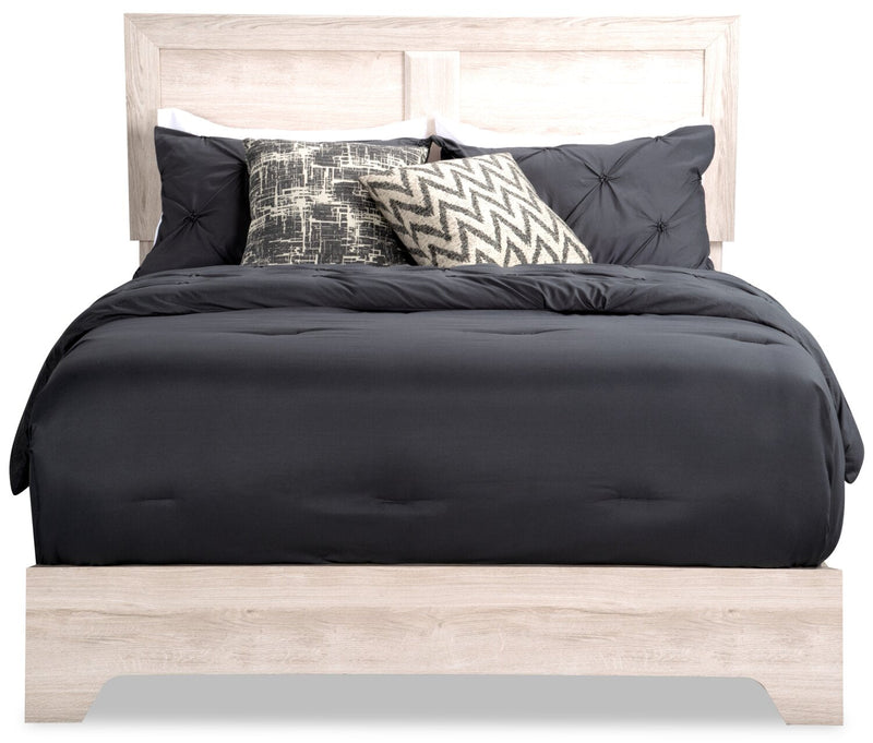 Yorkdale Panel Bed with Headboard & Frame, Made in Canada, White - Queen Size