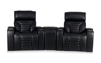 Zen 3-Piece Leather-Look Fabric Home Theatre Power Reclining Sectional with Massage and Storage Console - Black 