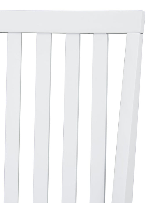 Bryn Dining Chair with Fabric Seat, Slat-Back – White and Grey