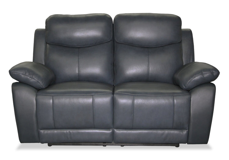 Corbin 63.39\" Top-Grain Genuine Leather Reclining Loveseat - Blue