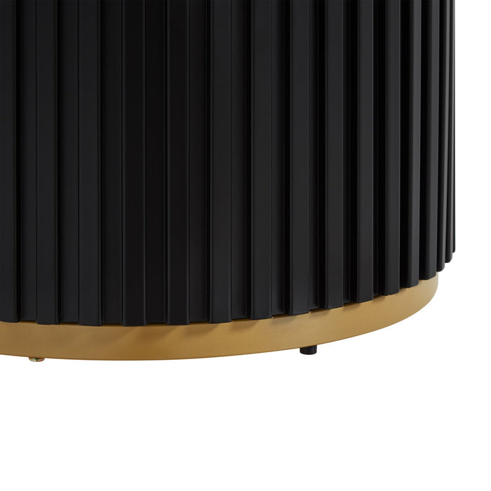 Kort & Co. Capri 20” Modern Round End Table with White Sintered Stone Top - Black and Gold