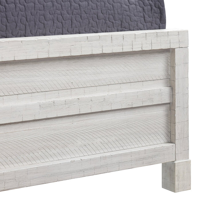 Haven Panel Bed with Headboard & Frame, White - Queen Size