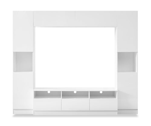 Celine 94.5" 4 – Piece Entertainment Centre with Storage and Cable Management for TVs up to 70" - White 