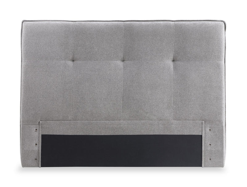 Amos Upholstered Headboard in Grey Fabric, Tufted - King Size