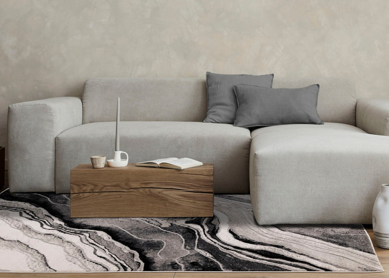 Plasma Black Grey Area Rug - 5'3\" x 7'7\"