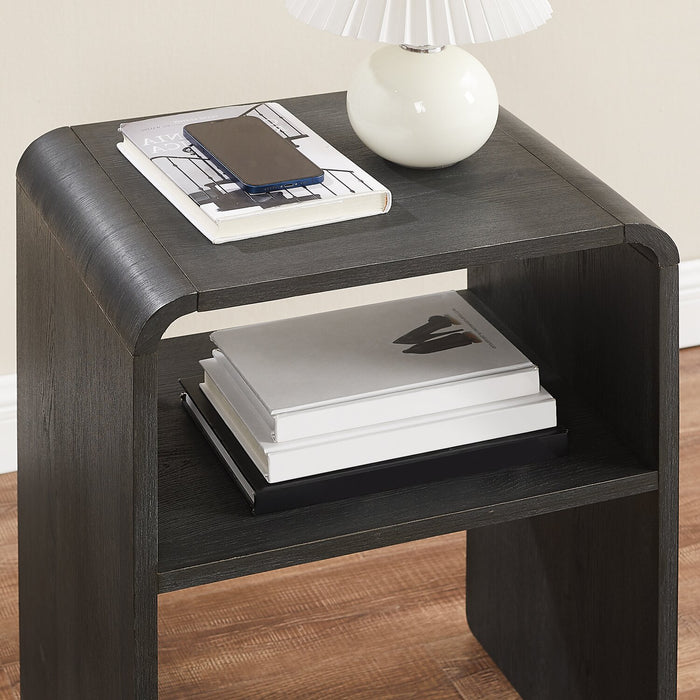 Odin Bedside Nightstand with Storage Shelf, 18\"W x 25.75\"H - Black