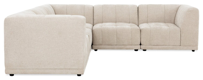 Kort & Co. Oaklyn Modular 5-Piece Fabric Sectional with Tufted Seat Cushions - Beige