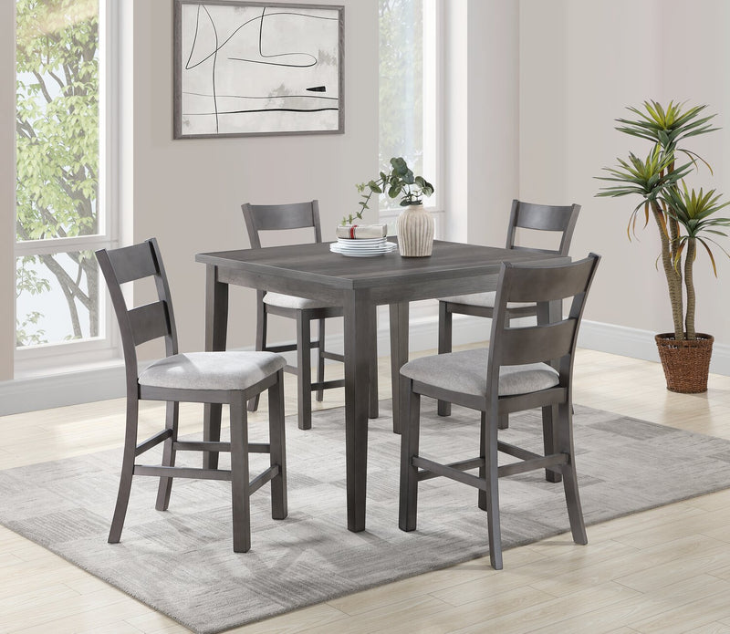 Krew 5pc Counter-Height Dining Set with Table & 4 Chairs,  42\"W - Grey
