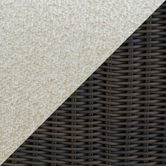 Halifax Outdoor Patio Corner Chair - Resin Wicker, Nuvella Fabric, UV & Weather Resistant - Beige/Brown