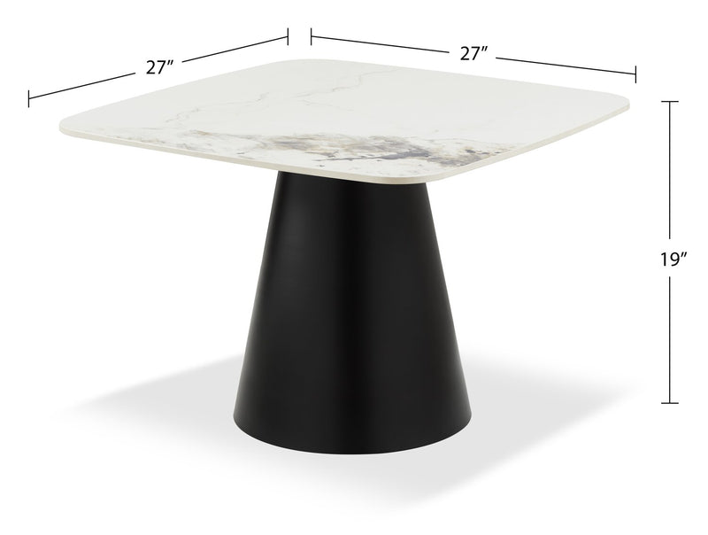 Hazel 39.5” Modern 2-Pack White Sintered Stone Top Coffee + End Table - Black and White
