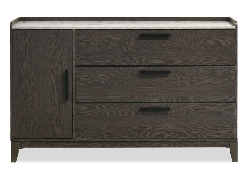 Sable 5pc Bedroom Set with Bed, Dresser & Mirror, Dark Grey - Full Size