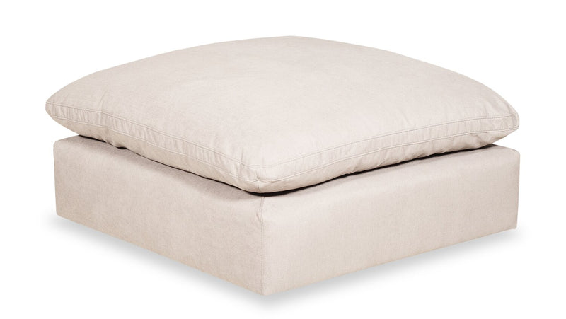 Eclipse Modular 6-Piece Linen-Look Fabric Sectional with Ottomans and Reversible Feather Down Cushions - Linen White