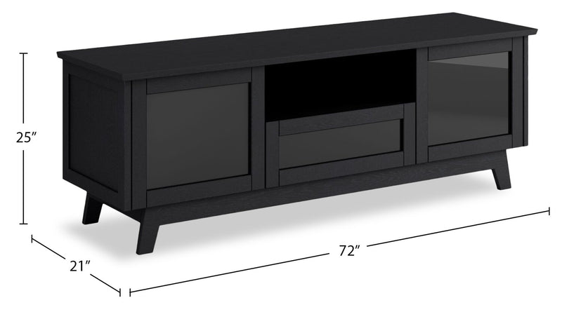 Heston 72\" Premium TV Stand with Storage – Black Oak