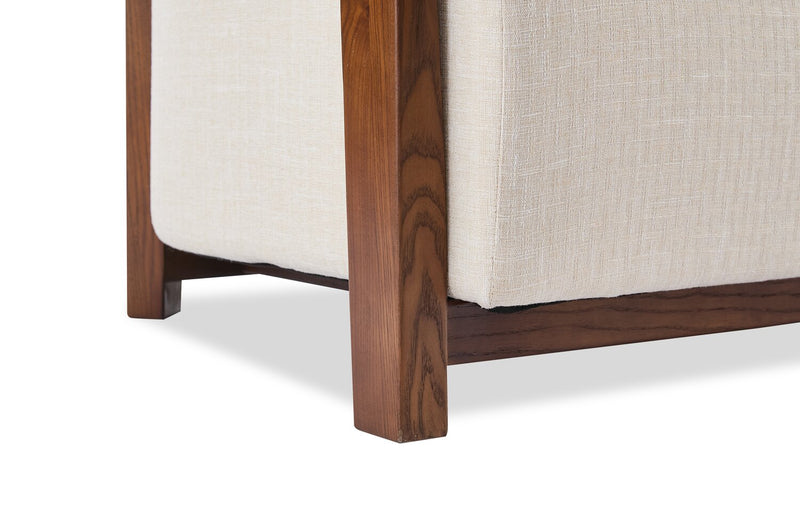 Amor 28.54\" Fabric Accent Chair with Wood Arms and Legs - Taupe