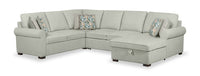 Scott Living Haven 4-Piece Right-Facing Chenille Fabric Sleeper Sectional with Storage Chaise - Seafoam Blue 