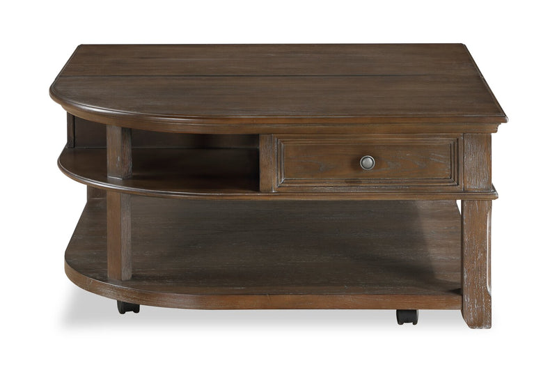 Weston 38” Traditional Lift Top Coffee Table with Storage and Casters - Brown Elm