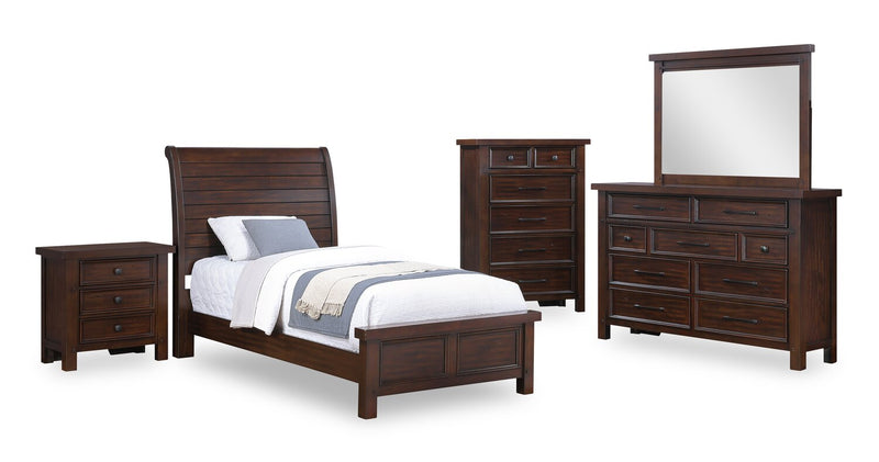 Sonoma Panel Bed with Headboard & Frame, Mango Brown - Twin Size