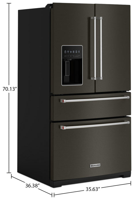 KitchenAid 36\" 26.2 Cu. Ft. French-Door Refrigerator - Black Stainless - KRMF536RBS
