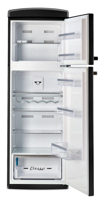 Unique Classic Retro 24\" 11 Cu Ft. Top Freezer Refrigerator – Midnight Black - UNQ-310L B TM