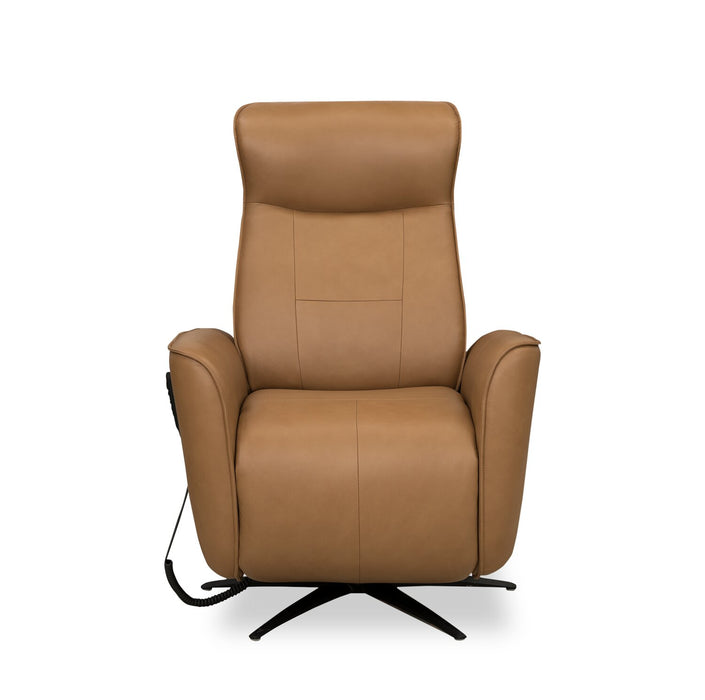 Serene 31\" Genuine Leather Power Reclining Massage Chair with Power Headrest and Heated Seat - Tan