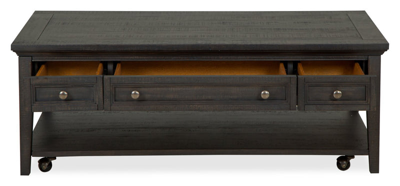 Hanson 50” Traditional Pine Coffee Table with Storage and Casters - Graphite