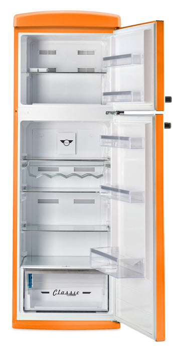 Unique Classic Retro 24\" 11 Cu Ft. Top Freezer Refrigerator – Creamsicle Orange - UNQ-310L O TM