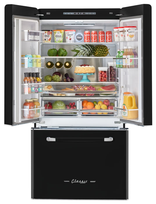 Classic Retro by Unique 36\" 21.4 Cu. Ft. Counter-Depth Refrigerator - Midnight Black - UGP-595L B AC