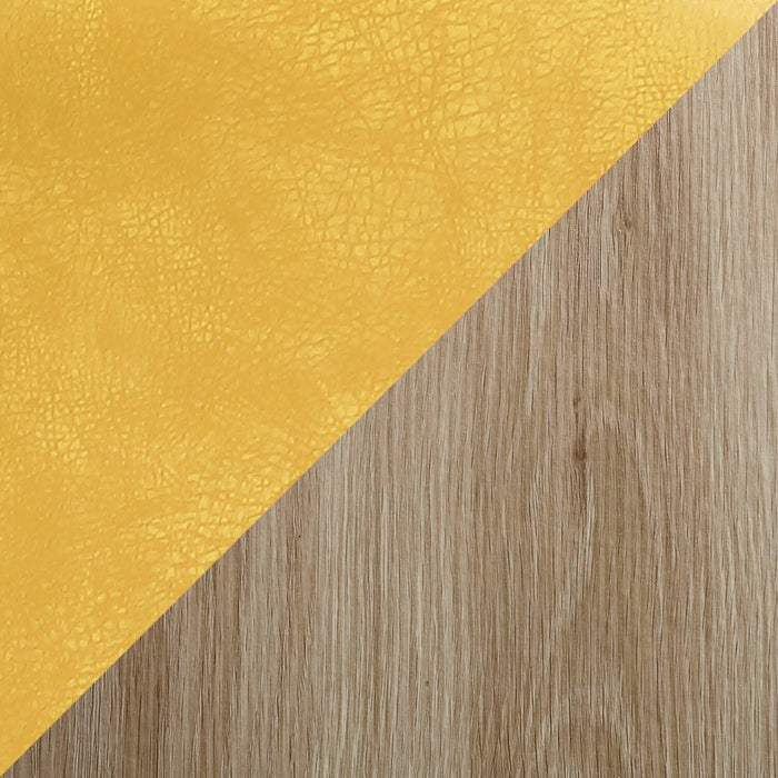 Joss 7pc Dining Set with Table & 6 Bay Chairs, 63-86.5\"W Butterfly Extension, Metal – Mustard