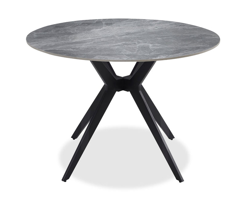 Luka 5pc Dining Set with Table & 4 Chairs, Sintered Stone Top, Metal, 43.5\"W Round - Grey/Taupe