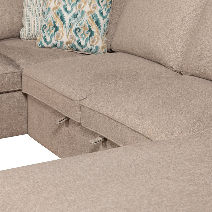 Scott Living Haven 4-Piece Right-Facing Chenille Fabric Sleeper Sectional with Storage Chaise - Taupe