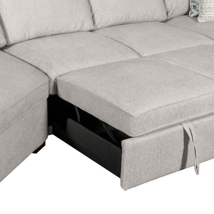 Scott Living Haven 3-Piece Left-Facing Chenille Fabric Cuddler Sleeper Sectional - Grey