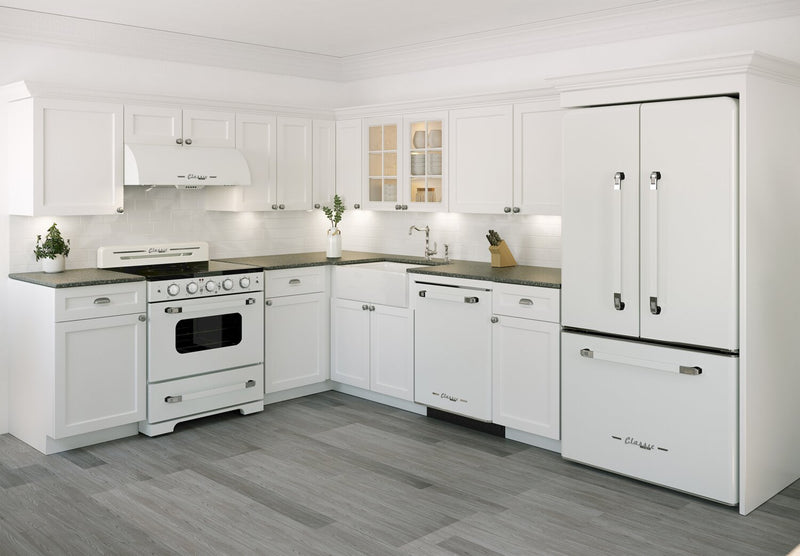 Classic Retro by Unique 36\" 21.4 Cu. Ft. Counter-Depth Refrigerator - Marshmallow White - UGP-595L W AC